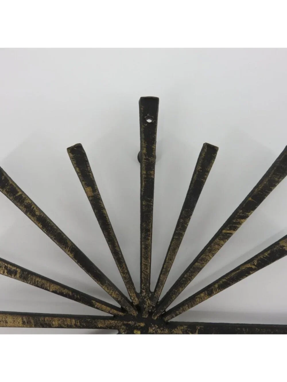 Brutalist Set of 2 Black Gold Metal Starburst Hanging Wall Candle Sconces VTG